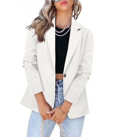 Womens Casual Blazer Jacket Long Sleeve Open Front Work Office Blazer Lapel Button Jacket A-white $26.23 Blazers