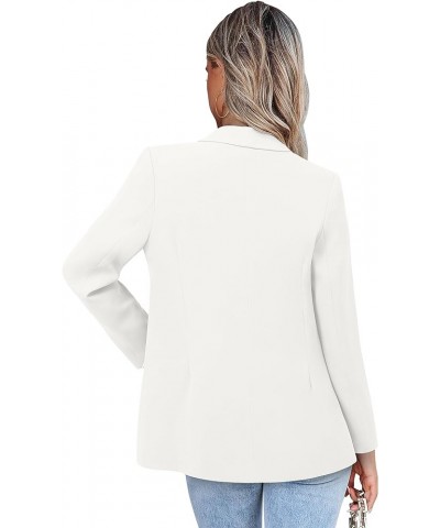 Womens Casual Blazer Jacket Long Sleeve Open Front Work Office Blazer Lapel Button Jacket A-white $26.23 Blazers