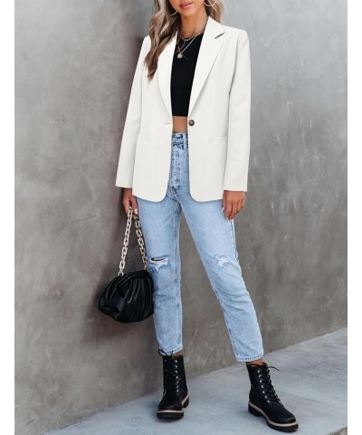 Womens Casual Blazer Jacket Long Sleeve Open Front Work Office Blazer Lapel Button Jacket A-white $26.23 Blazers