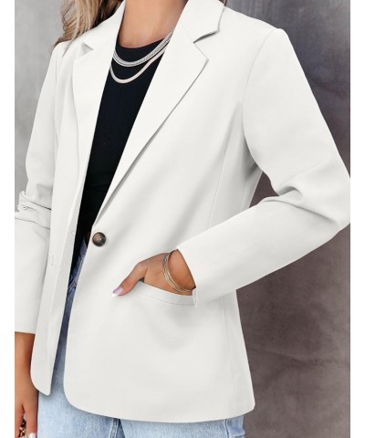 Womens Casual Blazer Jacket Long Sleeve Open Front Work Office Blazer Lapel Button Jacket A-white $26.23 Blazers