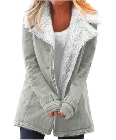 Fleece Sherpa Winter Womens Jackets Solid Color Button Down Coat Warm Thick Fuzzy Outerwear Casual Fall Fashion 2023 6-gray $...