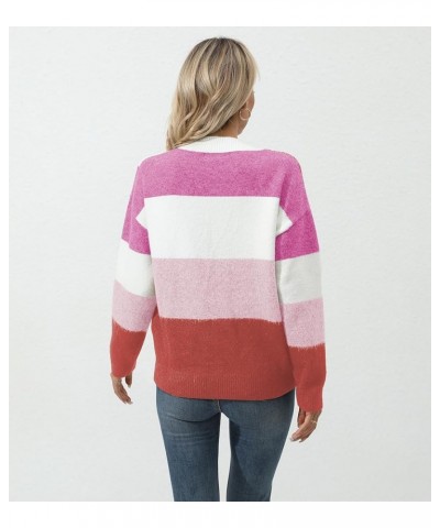 Women's Casual Long Sleeve Color Block/Solid Crewneck Knit Sweaters Cute Relax Fit Multicolor5 $19.94 Sweaters