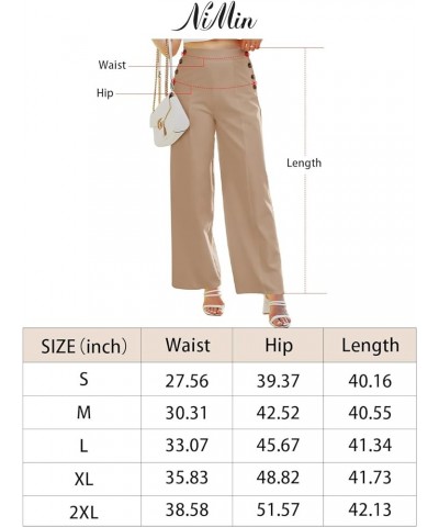 High Waisted Wide Leg Pants for Women Office Work Teachers Pants with Side Buttons Navy Blue $20.99 Pants