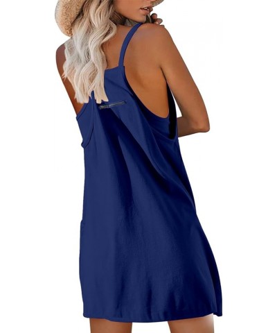 Summer Rompers For Women Casual Dressy Sleeveless Spaghetti Strap Shorts Jumpsuit Overalls Outfits With Pockets D-dark Blue $...