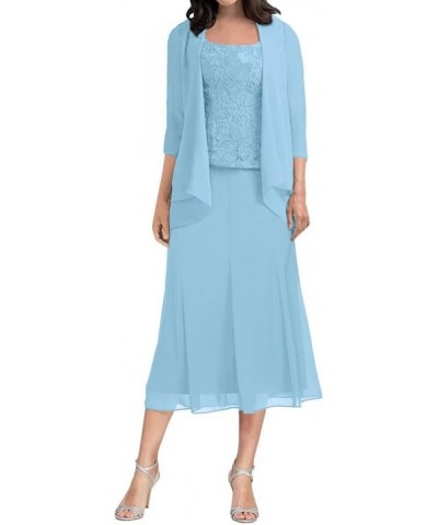 Mother of The Bride Dresses with Jacket Mother of The Groom Dresses Lace Wedding Guest Dresses for Women Light Blue $34.50 Dr...