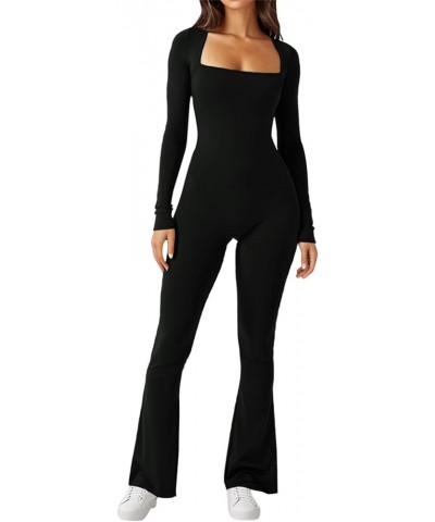 Long Sleeve Jumpsuits for Women Square Neck Wide Leg Full Length Romper Playsuit Flare Jumpsuits for Women Black $9.44 Sleep ...