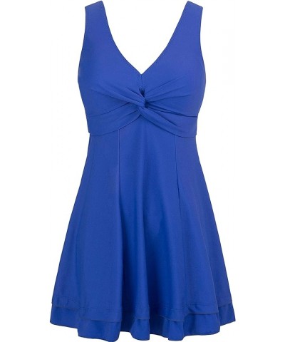 Women's Plus Size Swim Dress Modest Swimsuit Vintage Peacock One Piece Swimwear Sapphire Blue $25.95 Swimsuits