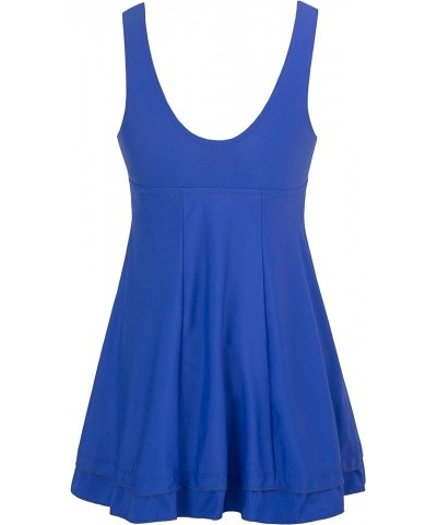 Women's Plus Size Swim Dress Modest Swimsuit Vintage Peacock One Piece Swimwear Sapphire Blue $25.95 Swimsuits