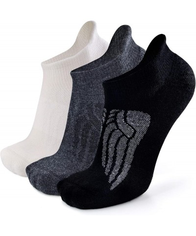 Merino Wool Compression Support Ankle Running Hiking Socks for Men Women, Soft Thick Cushion Tab Socks 3/6 Pairs 1 Pair Black...