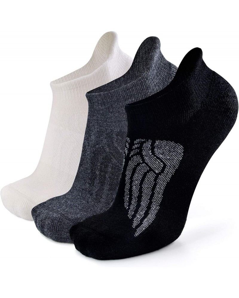 Merino Wool Compression Support Ankle Running Hiking Socks for Men Women, Soft Thick Cushion Tab Socks 3/6 Pairs 1 Pair Black...