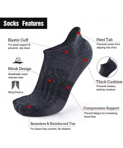 Merino Wool Compression Support Ankle Running Hiking Socks for Men Women, Soft Thick Cushion Tab Socks 3/6 Pairs 1 Pair Black...