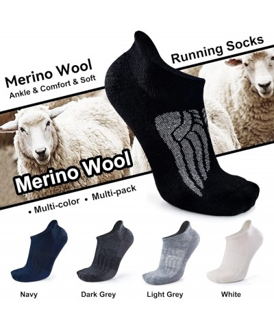 Merino Wool Compression Support Ankle Running Hiking Socks for Men Women, Soft Thick Cushion Tab Socks 3/6 Pairs 1 Pair Black...