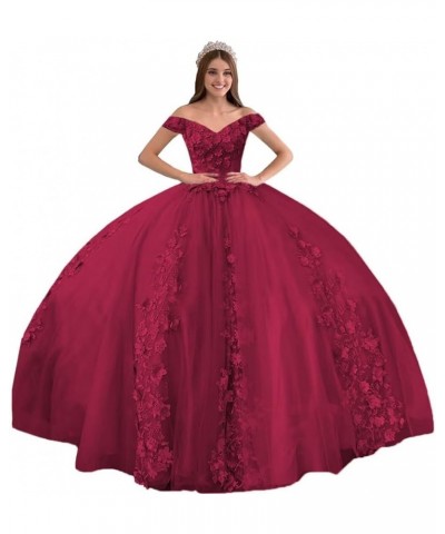 Gorgeous Off Shoulder Quinceanera Dresses Ball Gown Puffy Beaded Prom Gowns Lace Sweet 15 16 Birthday Dresses XXF28 Burgundy ...