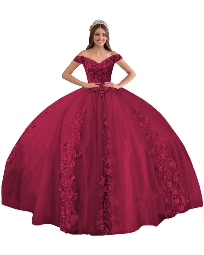 Gorgeous Off Shoulder Quinceanera Dresses Ball Gown Puffy Beaded Prom Gowns Lace Sweet 15 16 Birthday Dresses XXF28 Burgundy ...