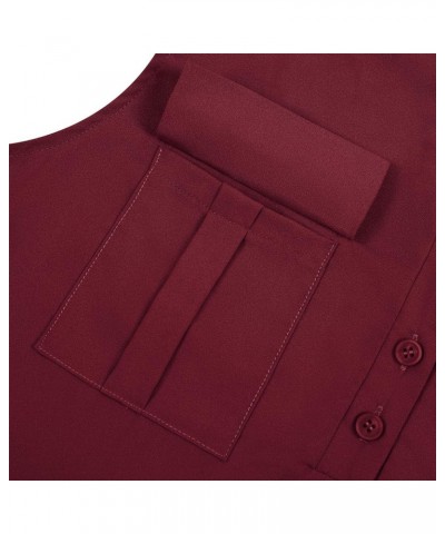 Women's V Neck Chiffon Blouse Business Casual Button Down Shirts Burgundy $11.19 Blouses