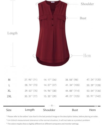 Women's V Neck Chiffon Blouse Business Casual Button Down Shirts Burgundy $11.19 Blouses