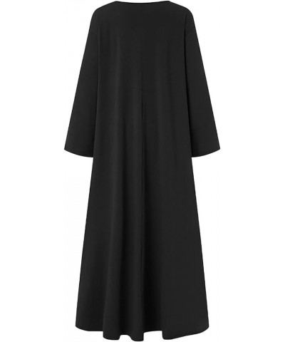 Womens Basic Maxi Long Dresses Oversized Dresses for Women Long Sleeve V Neck Vacation Fall Winter Dresses 2024 P-86 Black $9...