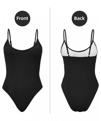 One Piece Bathing Suit for Women 2024 Sexy Swimsuit Tummy Control Swimsuits Womens Ribbed Swimwear Slimming Swim Suit Black $...