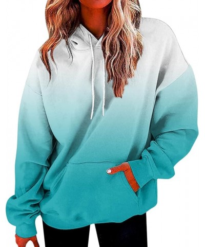 Gradient Color Hoodies for Women 2023 Fall Graphic Design Aesthetic Casual Loose Womens Hooded Cozy Sweatshirt 01-light Blue ...