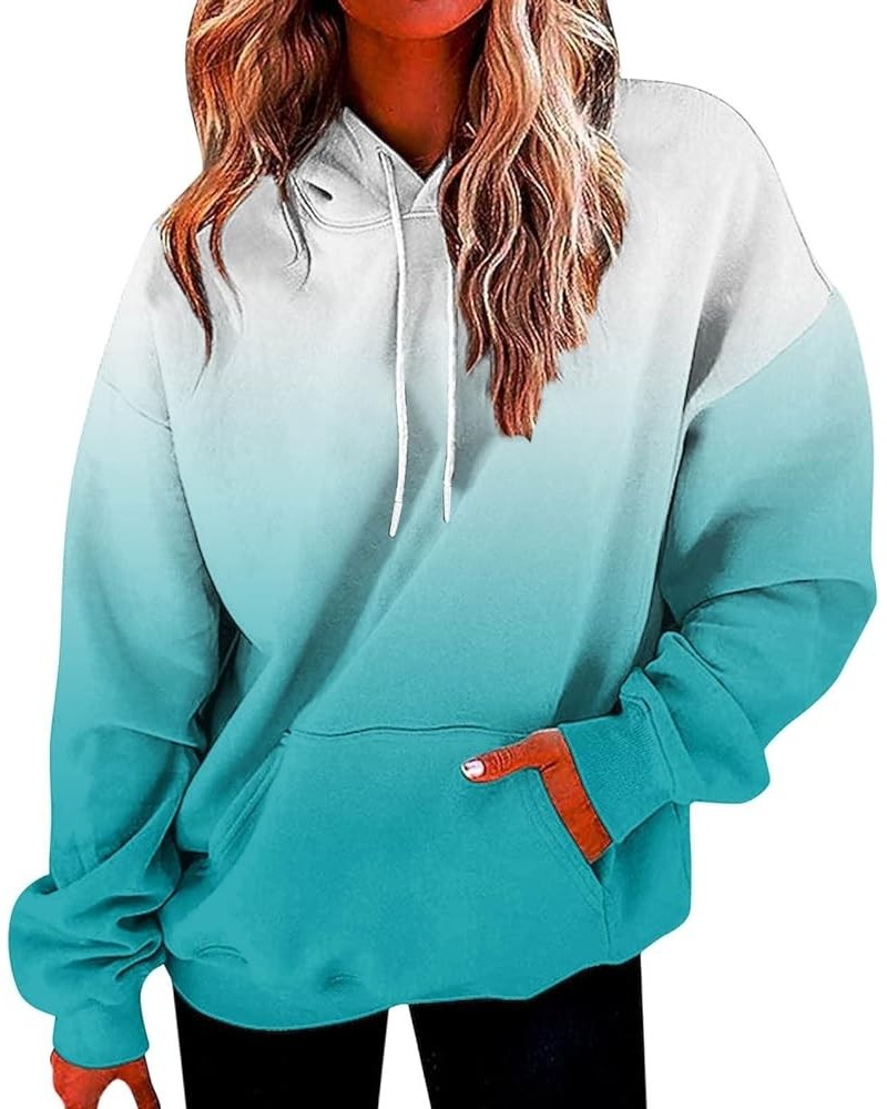 Gradient Color Hoodies for Women 2023 Fall Graphic Design Aesthetic Casual Loose Womens Hooded Cozy Sweatshirt 01-light Blue ...