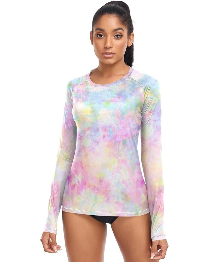 Spiral Tie Dye Women's Rash Guard Shirts Long Sleeve UPF 50+ Swim Shirts Womens Swimsuits for Swim Running Outdoor Multi11 $1...