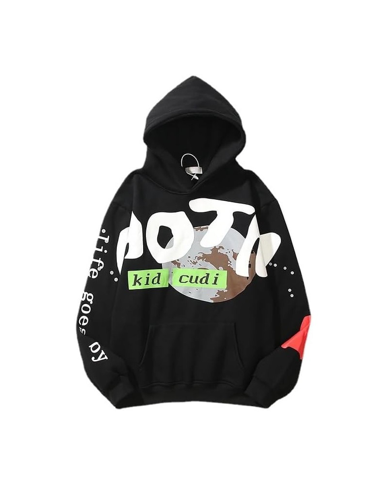 Y2K Men's and Women's Hip Hop Graffiti Letter Hoodie Sweater Loose Hoodie Blackz $22.79 Hoodies & Sweatshirts