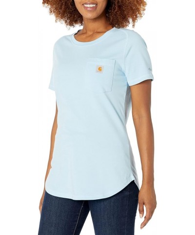 Women's Force Relaxed Fit Midweight Pocket T-Shirt Powder Blue $16.80 Tops