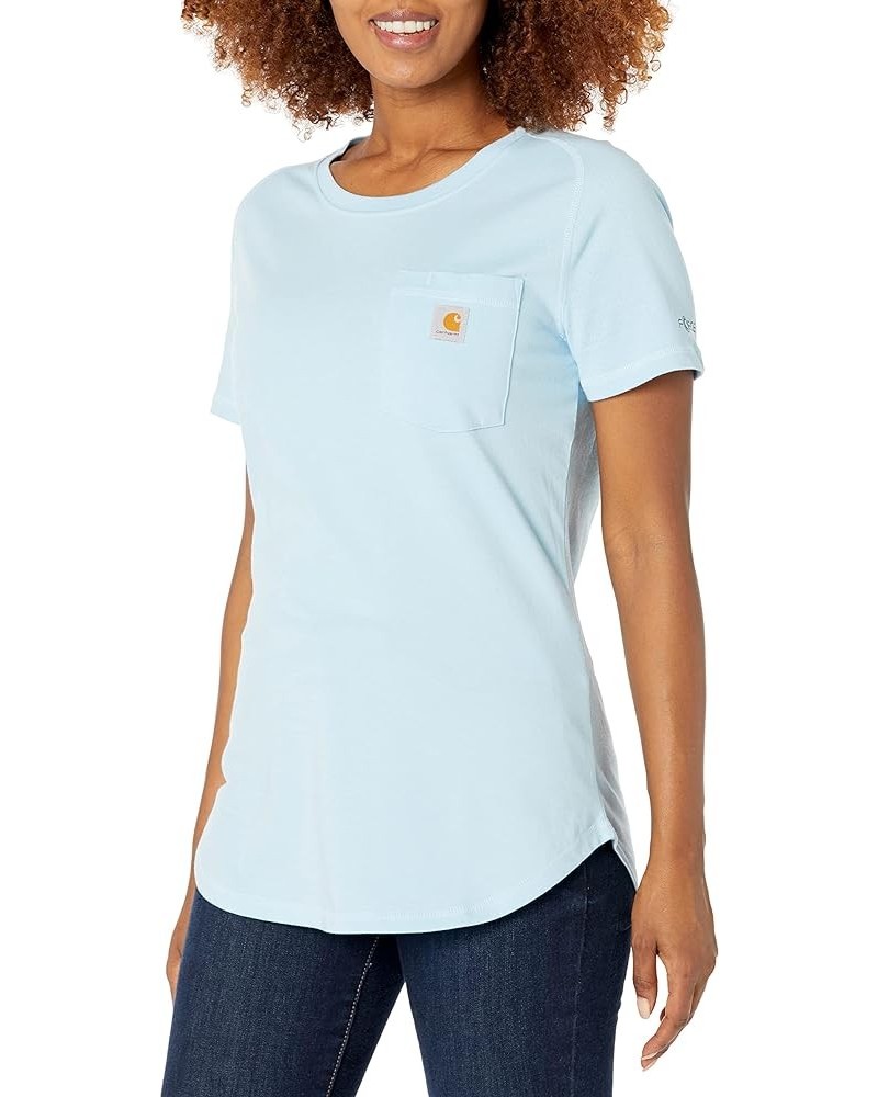 Women's Force Relaxed Fit Midweight Pocket T-Shirt Powder Blue $16.80 Tops