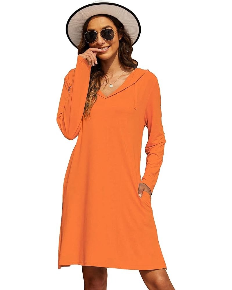 Womens UPF 50+ Cover-Up Dress Beach SPF Sun Protection Long Sleeve Shirts Dress Lightweight Athletic UV Hoodie Orange $21.23 ...