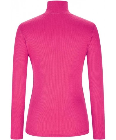 Women's Mock Turtleneck Base Layer Tops Lightweight Slim Fit Shirts Solid Color Long Sleeve Comfy Soft Pullover Tops Hot Pink...