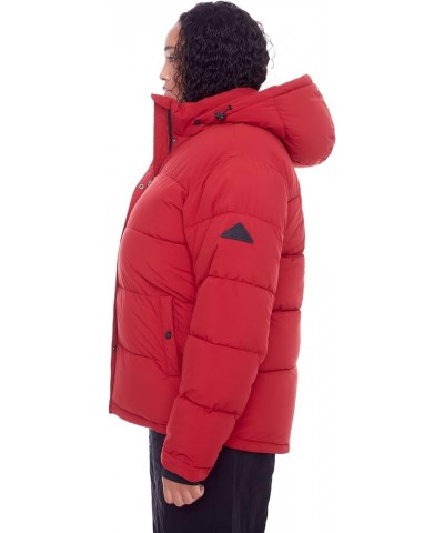 Women's Plus Size Vegan Down Short Quilted Puffer Jacket (Plus Size) Deep Red $53.63 Jackets