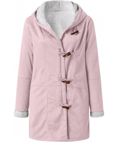 Plus Size Winter Coats For Women Warm Sherpa Fleece Lined Jackets Comfy Hooded Parka Faux Suede Pea Coat Outerwear 01-pink $1...