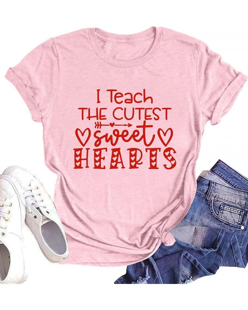 Valentine's Day Shirt Women Alphabet ABC I Love You Printed T-Shirts Teacher Valentine Shirt Tees Tops Pink2-115 $8.54 T-Shirts