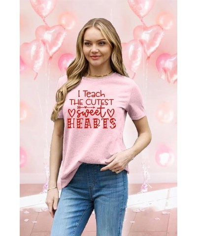 Valentine's Day Shirt Women Alphabet ABC I Love You Printed T-Shirts Teacher Valentine Shirt Tees Tops Pink2-115 $8.54 T-Shirts