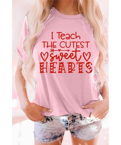 Valentine's Day Shirt Women Alphabet ABC I Love You Printed T-Shirts Teacher Valentine Shirt Tees Tops Pink2-115 $8.54 T-Shirts