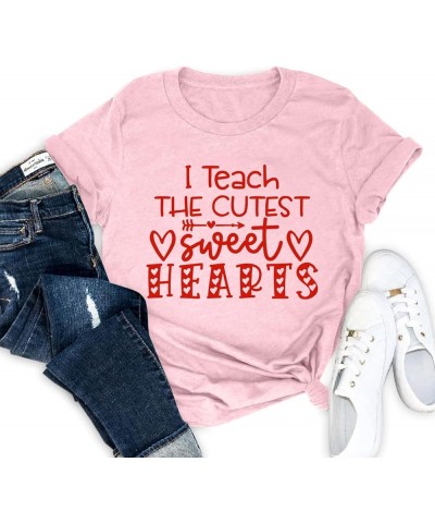 Valentine's Day Shirt Women Alphabet ABC I Love You Printed T-Shirts Teacher Valentine Shirt Tees Tops Pink2-115 $8.54 T-Shirts