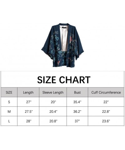 Women Kimono Cover Up Japanese Style Cardigan Floral Print 3/4 Sleeve Women Blouse Coat Casual Jacket $9.01 Jackets