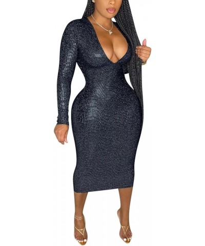 Womens Sexy Long Sleeve Sequins Glitter Bodycon Midi Dress Tassel Hem Tunic Party Club Dress 1black $21.32 Dresses