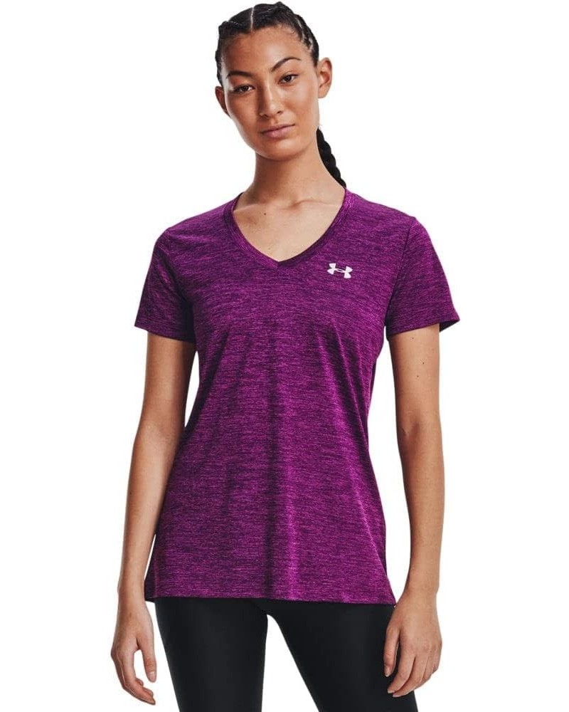 Women's UA Twist Tech™ V-Neck (514) Rivalry / Strobe / Metallic Silver $12.24 Activewear