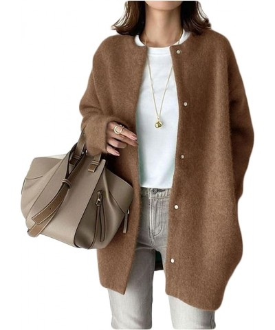 Ladies coat jacket fall knit sweater thin loose type Off White Woolen Cloth $15.74 Coats