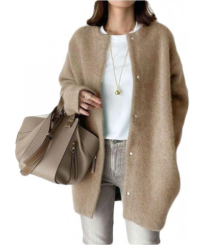 Ladies coat jacket fall knit sweater thin loose type Off White Woolen Cloth $15.74 Coats