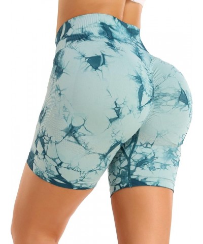 Womens Workout Shorts Seamless Scrunch Butt Gym Biker Shorts High Waisted Booty Yoga Shorts 2 Tie Dye Teal $10.00 Activewear