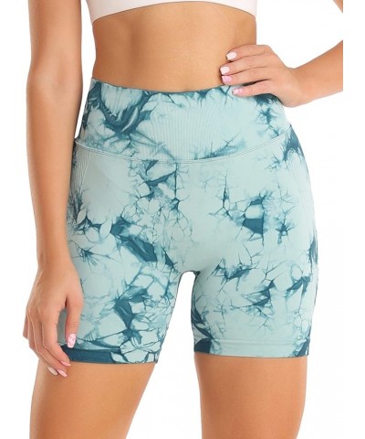 Womens Workout Shorts Seamless Scrunch Butt Gym Biker Shorts High Waisted Booty Yoga Shorts 2 Tie Dye Teal $10.00 Activewear