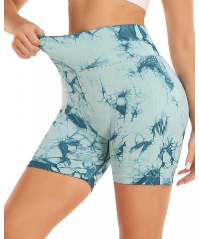 Womens Workout Shorts Seamless Scrunch Butt Gym Biker Shorts High Waisted Booty Yoga Shorts 2 Tie Dye Teal $10.00 Activewear