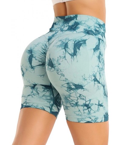 Womens Workout Shorts Seamless Scrunch Butt Gym Biker Shorts High Waisted Booty Yoga Shorts 2 Tie Dye Teal $10.00 Activewear