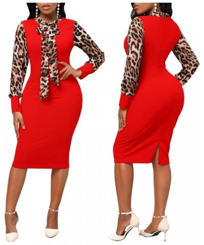 Church Dresses for Women Bodycon Long Sleeve Vintage Wrap Work Business Midi Pencil Dress 92red $12.76 Dresses