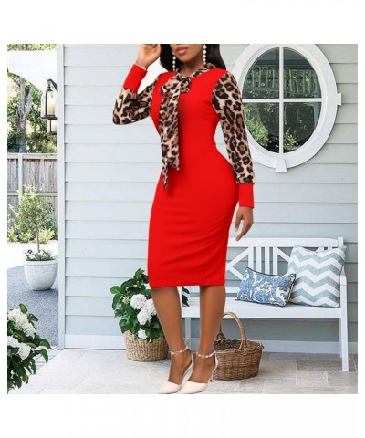 Church Dresses for Women Bodycon Long Sleeve Vintage Wrap Work Business Midi Pencil Dress 92red $12.76 Dresses