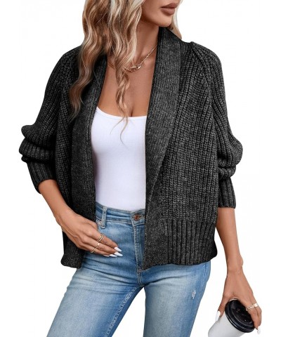 Women's Cardigan Sweaters Fall Winter Open Front Batwing Long Sleeve Shawl Neck Chunky Knit Loose Outwear Coats Black $15.75 ...