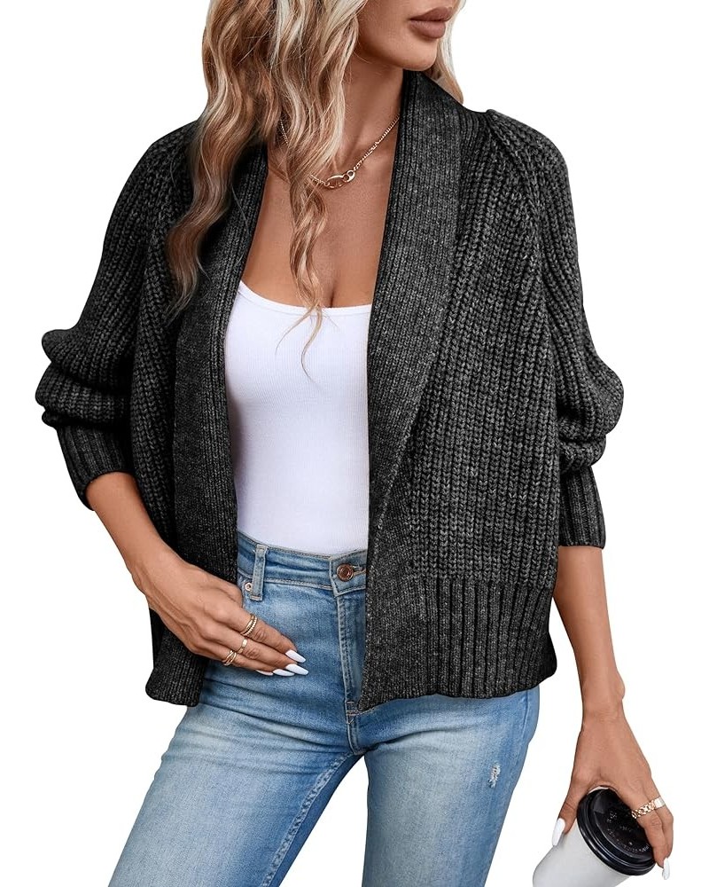 Women's Cardigan Sweaters Fall Winter Open Front Batwing Long Sleeve Shawl Neck Chunky Knit Loose Outwear Coats Black $15.75 ...