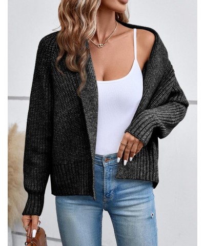 Women's Cardigan Sweaters Fall Winter Open Front Batwing Long Sleeve Shawl Neck Chunky Knit Loose Outwear Coats Black $15.75 ...